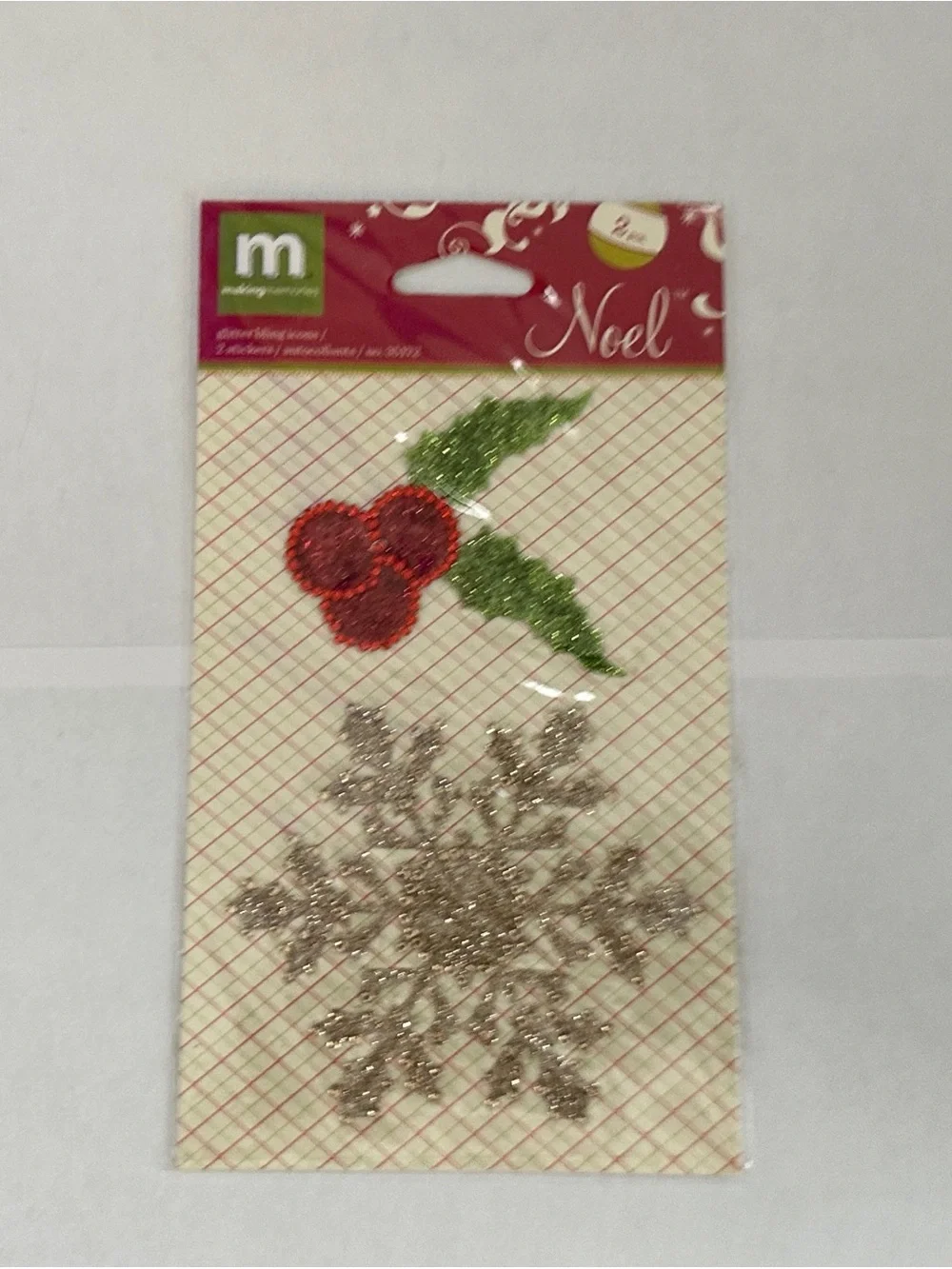 NWT Making Memories Noel Christmas Glitter Bling Icons Stickers Snow Flake Holly